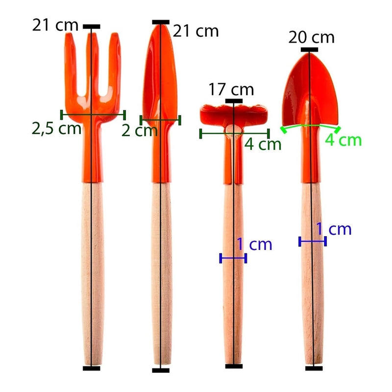 Kit Ferramentas Jardinagem Conjunto 4pc Mini P/ Vaso Pratico